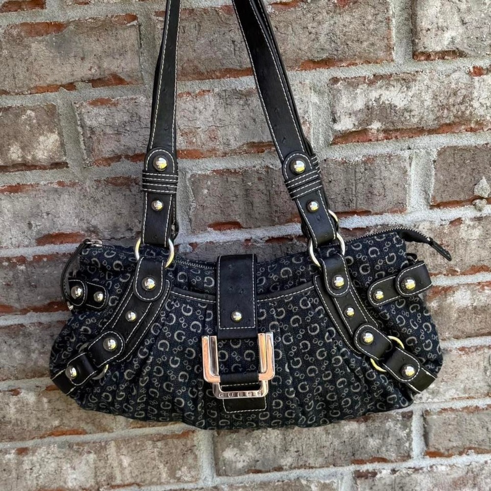 Y2K denim Guess Monogram Shoulder Bag
